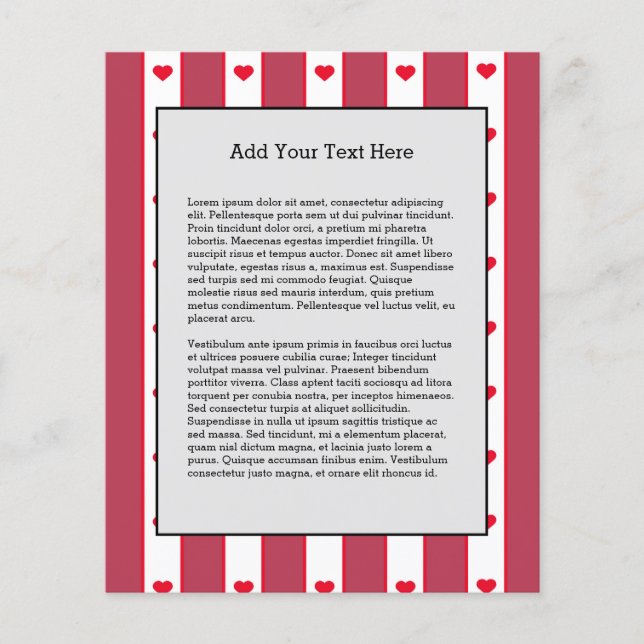 Ljusröda Hearts Valentines day White Linjer Kärlek Flygblad (Framsidan)