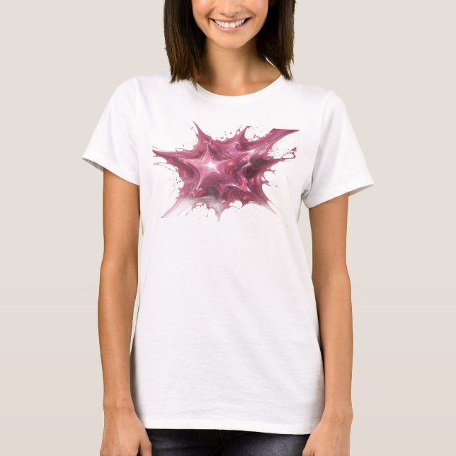 Ljusrosa Abstrakt Stjärnor Modeprint T Shirt (Framsida)
