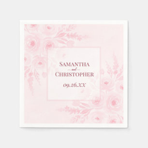Ljusrosa akvarell Boho blomster elegant bröllop Pappersservett