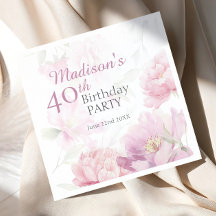 Ljusrosa akvarell peony 40-års födelsedag