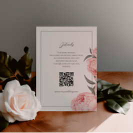 Ljusrosa akvarell peony bröllopsföljekort tilläggskort