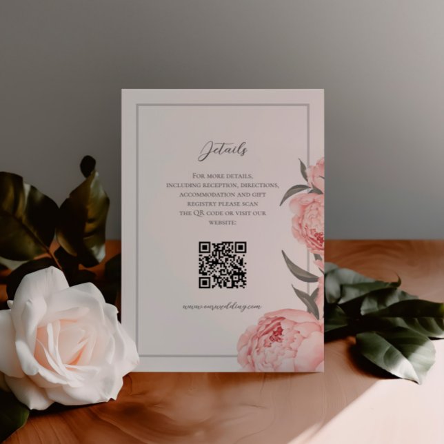 Ljusrosa akvarell peony bröllopsföljekort tilläggskort (Skapare uppladdad)
