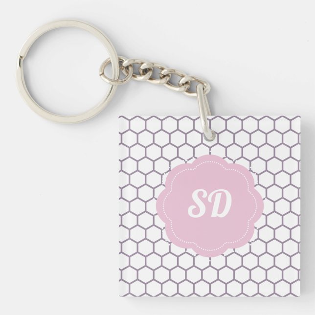 Ljusrosa bikakemönster anpassad monogram (Framsidan)