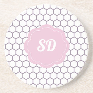 Ljusrosa bikakemönster hexagon anpassad monogram underlägg