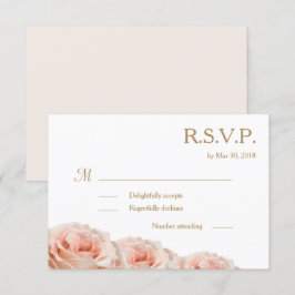 Ljusrosa Blommiga Rosor Vita Bröllop RSVP Inbjudningar