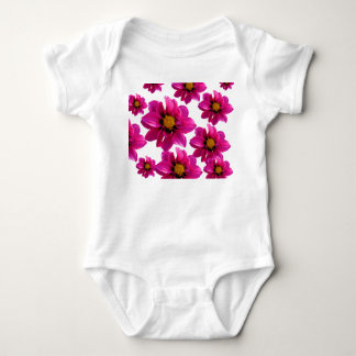 Ljusrosa blommigt mönster baby bodysuit t shirt