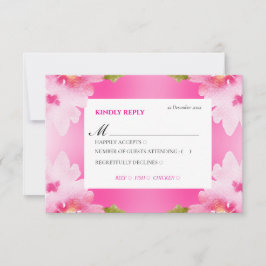 Ljusrosa blomster-RSVP-kort med måltidsval OSA Kort