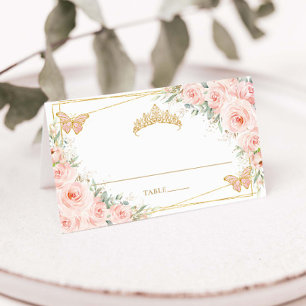 Ljusrosa blomstergudstjänst Quinceañera 15 Söt 16 Placeringskort