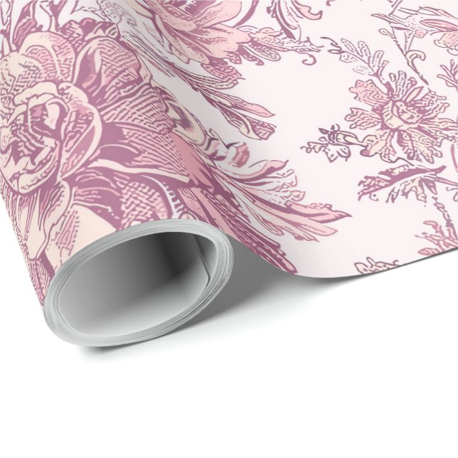 Ljusrosa chinoiserie decoupage presentpapper (Rullad Hörn)