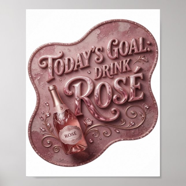 Ljusrosa DAGENS MÅL DRIK ROS Textdesign Poster (Framsidan)