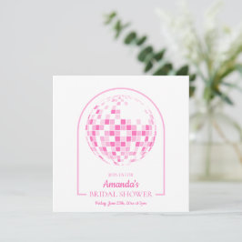 Ljusrosa Disco Boogie Bröllopsdusch Inbjudan