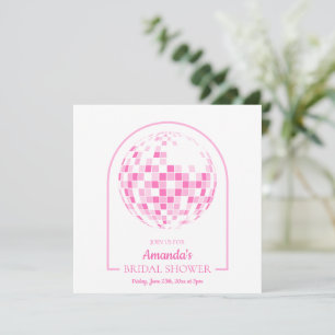 Ljusrosa Disco Boogie Bröllopsdusch Inbjudan