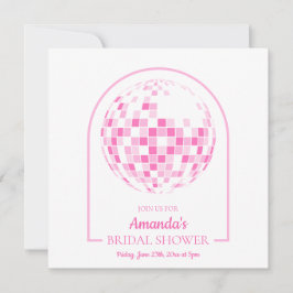Ljusrosa Disco Boogie Bröllopsdusch Inbjudan