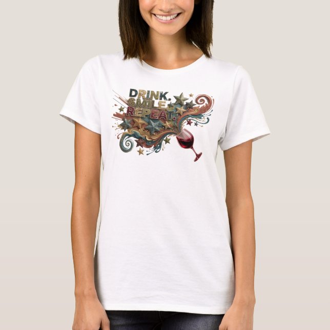 Ljusrosa DRINK SMILE REPEAT Anpassad T-shirt (Framsida)