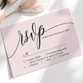 Ljusrosa Enkel Skrift Bröllops RSVP-kort OSA Kort
