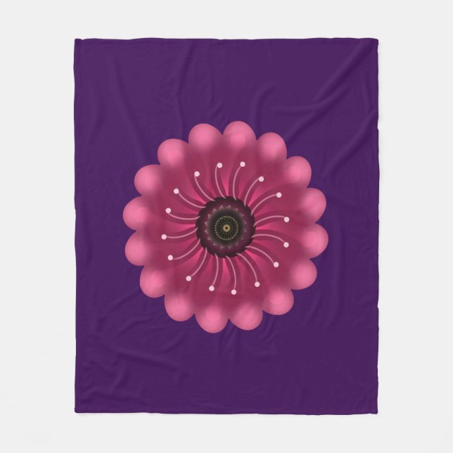 Ljusrosa fantasiblomma | Abstrakt neonsk blomster Fleecefilt (Framsidan)