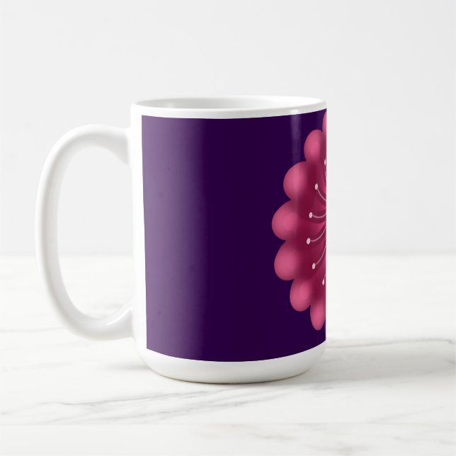 Ljusrosa fantasiblomma | Abstrakt neonsk blomster Kaffemugg (Vänster)