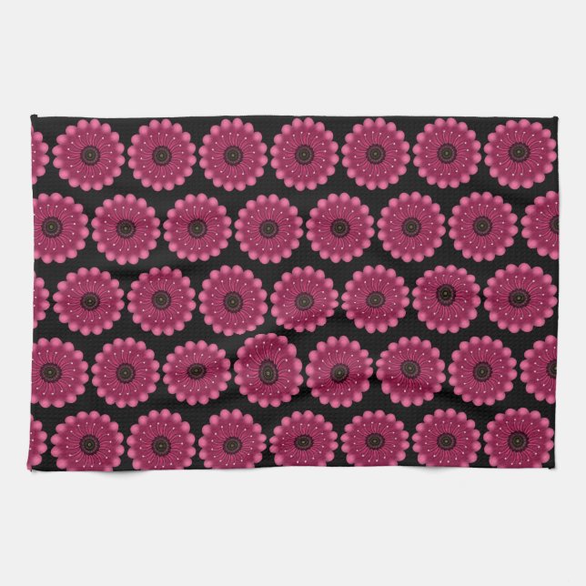 Ljusrosa fantasiblomma | Abstrakt neonsk blomster Kökshandduk (Horisontell)