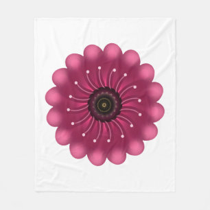 Ljusrosa fantasiblomma   Abstrakt neonsk floral Fleecefilt