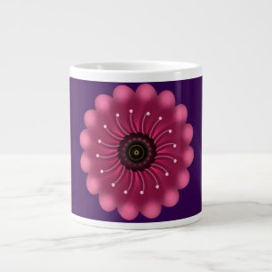 Ljusrosa fantasiblomma Abstrakt neonsk floristis Jumbo Mugg