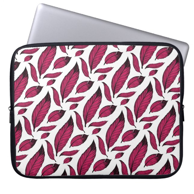 Ljusrosa fjädermönster  laptop fodral (Framsidan)