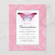 Ljusrosa fjäril Quinceañera