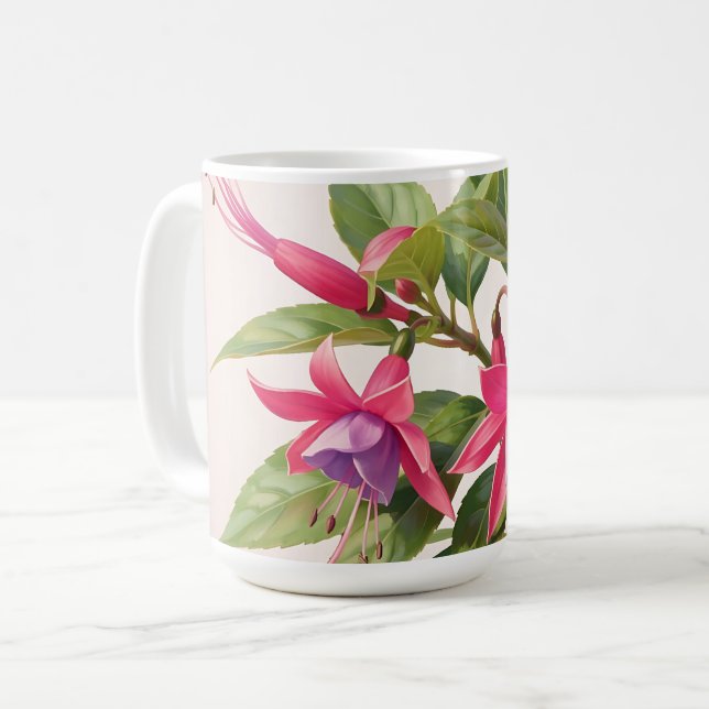 Ljusrosa Fuchsia-blomma  Kaffemugg (Framsida vänster)