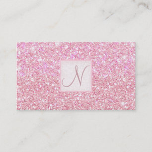 Ljusrosa glitter chic glam glitzy salong spa visitkort