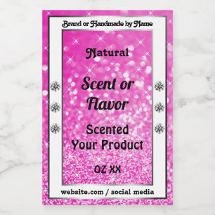 Ljusrosa glitterstjärna produktetiketter mat etikett