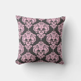 Ljusrosa & Grå Damask Modern Elegant Mönster Kudde