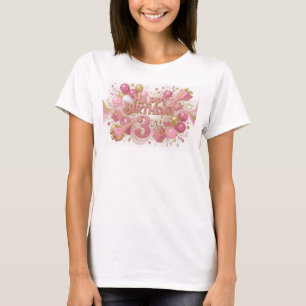 Ljusrosa GRATTIS PÅ FÖDELSEDAGEN 3-ÅR Grafik T-shi T Shirt