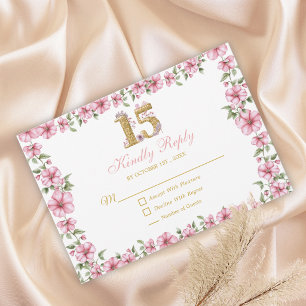 Ljusrosa Guld Mis Quince Glitter Quinceañera OSA Kort
