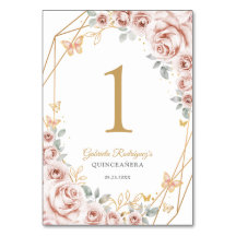 Ljusrosa guldblommig Quinceanera-fest