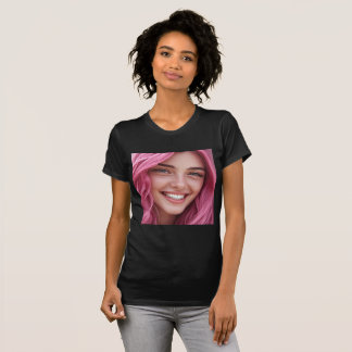 Ljusrosa hår Fräknar Leende Porträtt Grafisk T Shirt