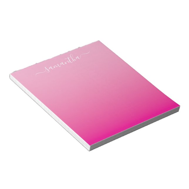 Ljusrosa het rosa gradient feminint signatur anteckningsblock (Vinklad)