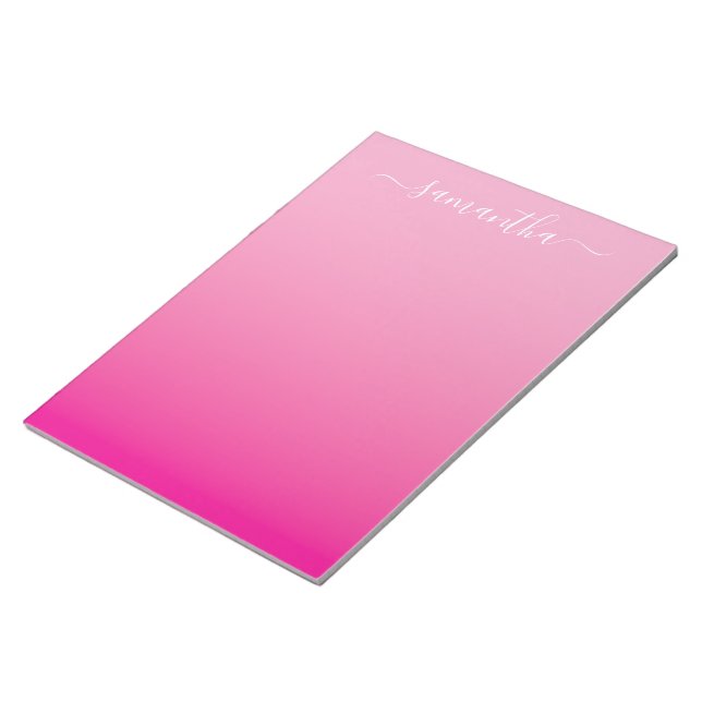 Ljusrosa het rosa gradient feminint signatur anteckningsblock (Vinklad)