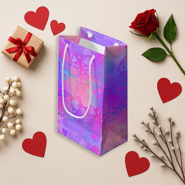 Ljusrosa holografiskt hjärtmönsterdesign (Skapare uppladdad)