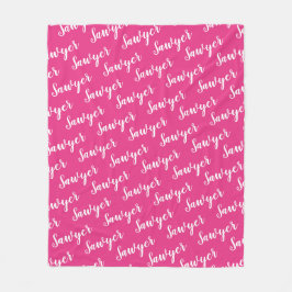 Ljusrosa kalligrafi Personligt upprepat namn Fleecefilt
