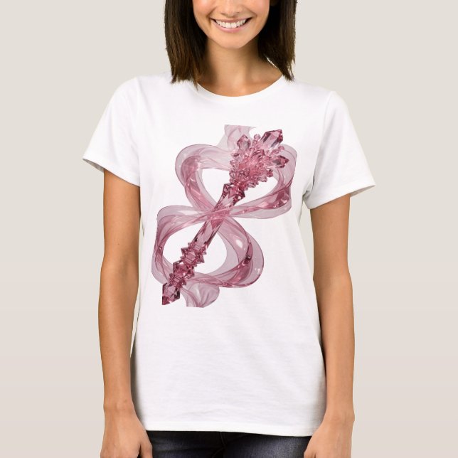 Ljusrosa KRISTALLPINNE Textdesign T Shirt (Framsida)