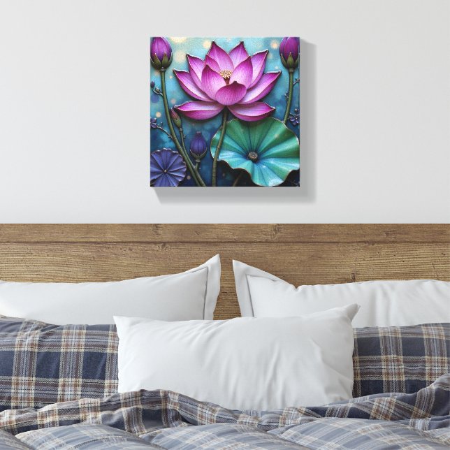 Ljusrosa Lotus Canvastryck (Insitu (sovrum))