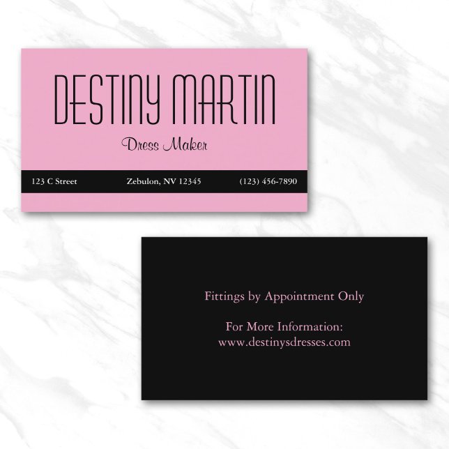 Ljusrosa med svart kontaktlist visitkort (Light Pink with Black Contact Bar Business Card)