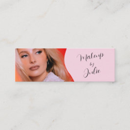 Ljusrosa med svart script Foto Makeup Mini Visitkort