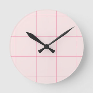 Ljusrosa minimalistisk rutnätsväggklocka rund klocka