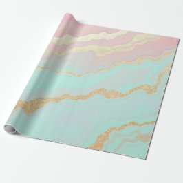 Ljusrosa Mint Guld Lyx Populär Kollektion Presentpapper
