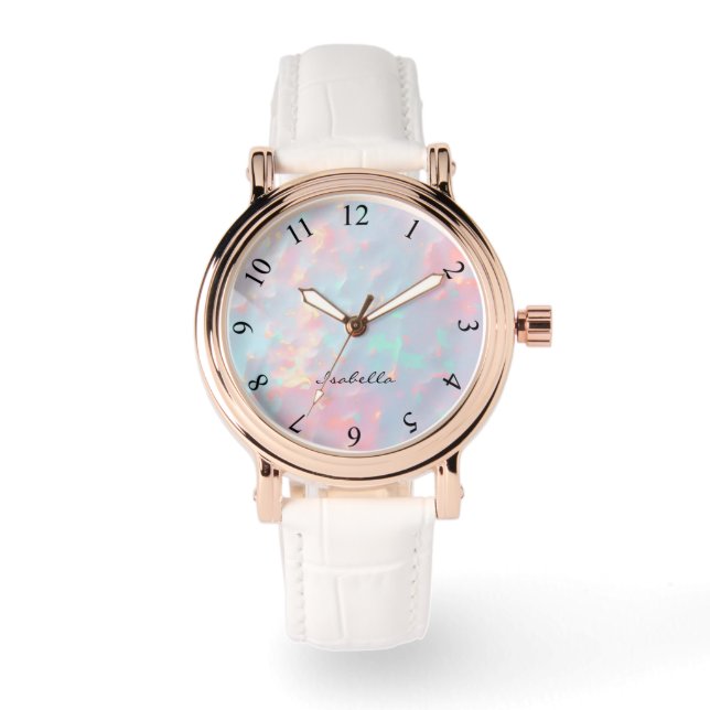 Ljusrosa Mjuk Mintguld Lyx Modern Kollektion Armbandsur (Framsida)