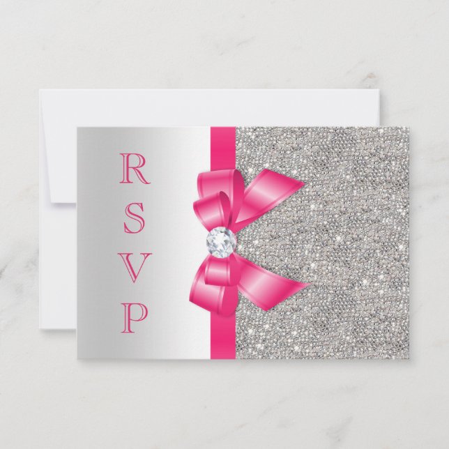 Ljusrosa oäkta båge & diamanter RSVP OSA Kort (Framsida)