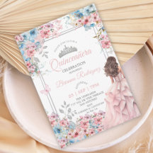 Ljusrosa och blå silver blommande Quinceañera
