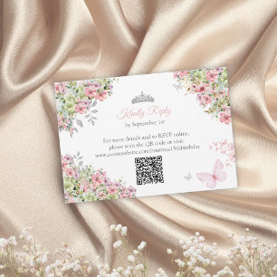 Ljusrosa och grön blommande fjäril Quinceañera OSA Kort