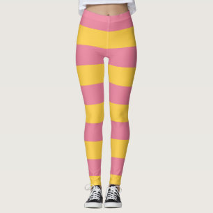 Ljusrosa och gul vertikal randig mönster leggings