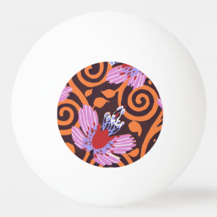 Ljusrosa och orange virvlande Art Deco-blomma Pingisboll
